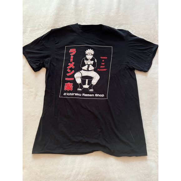 Naturo Shippuden Ramen Soup Crew Neck Casual Short Sleeve T-Shirt Black Small - Picture 1 of 9
